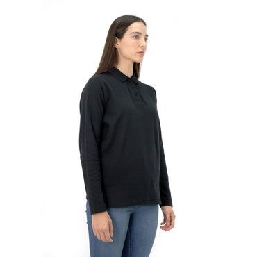 Polera Pique Quebec Manga Larga Negro Mujer