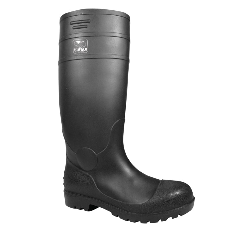 Bota PVC -101 Industrial Negra Punta y Planta Acero Búfalo