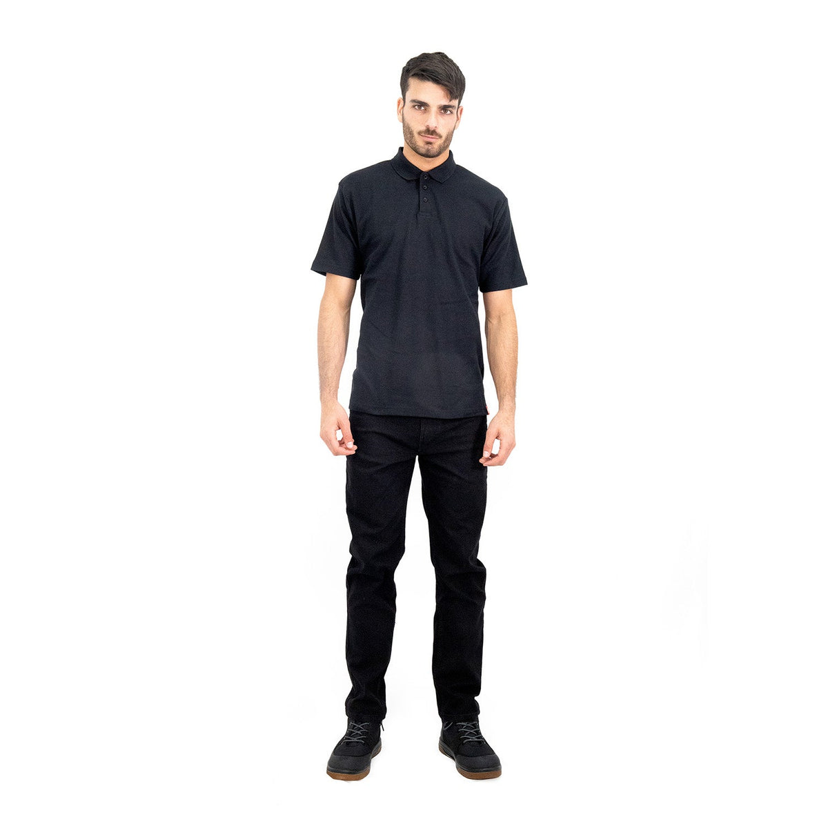 Polera Pique Quebec Manga Corta Negro Hombre