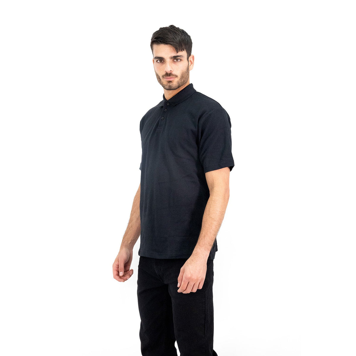 Polera Pique Quebec Manga Corta Negro Hombre