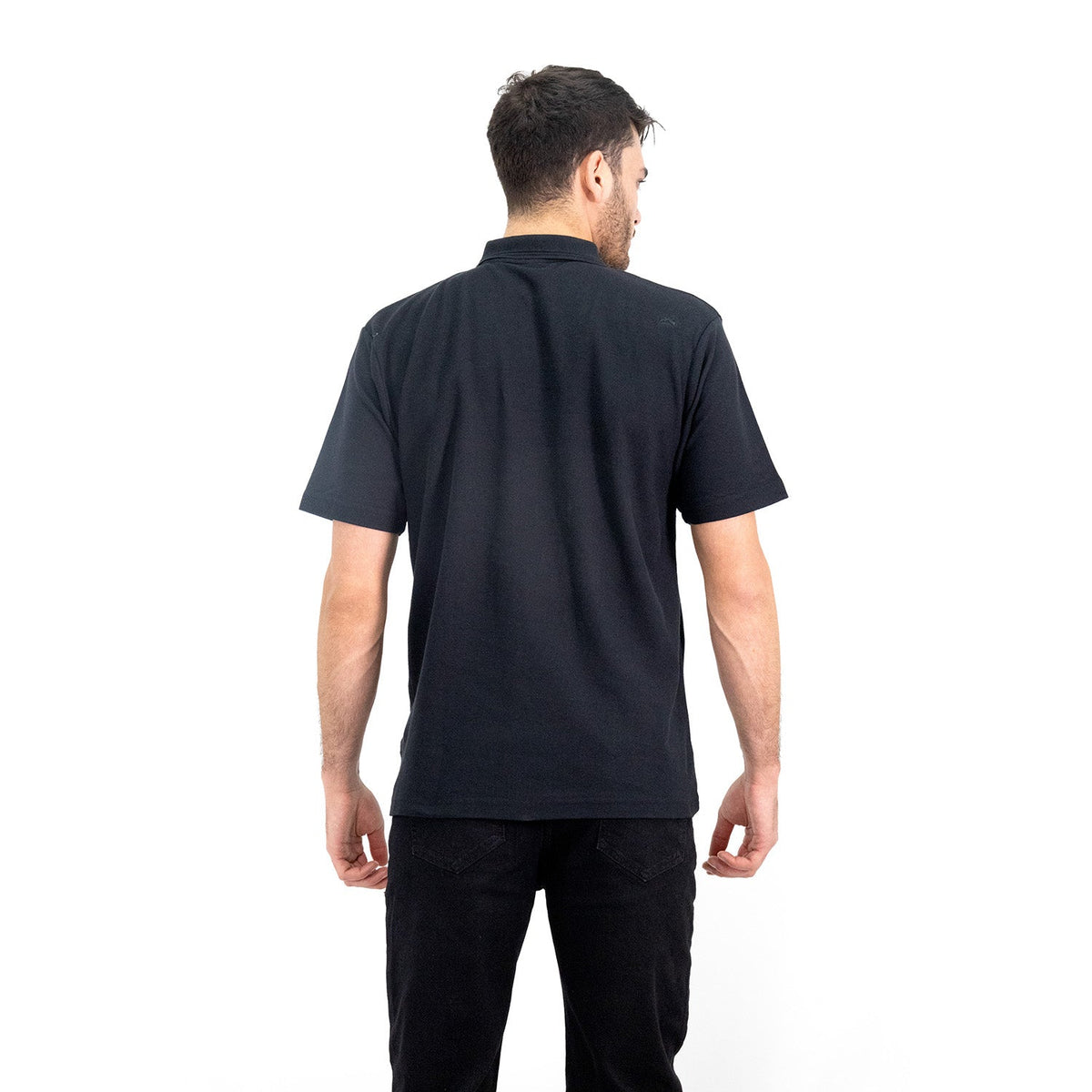 Polera Pique Quebec Manga Corta Negro Hombre