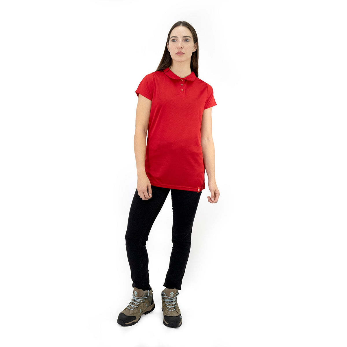 Polera Cooldry Quebec Manga Corta Rojo Mujer