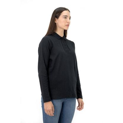 Polera Pique Quebec Manga Larga Negro Mujer