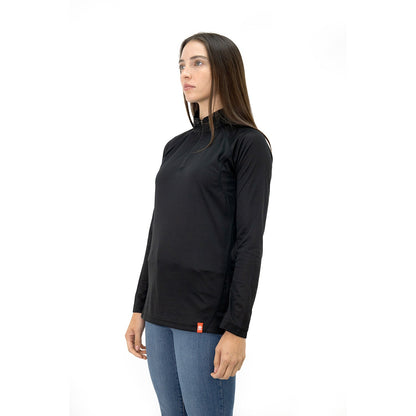 Polera Quebec Half-Zip Negro Mujer
