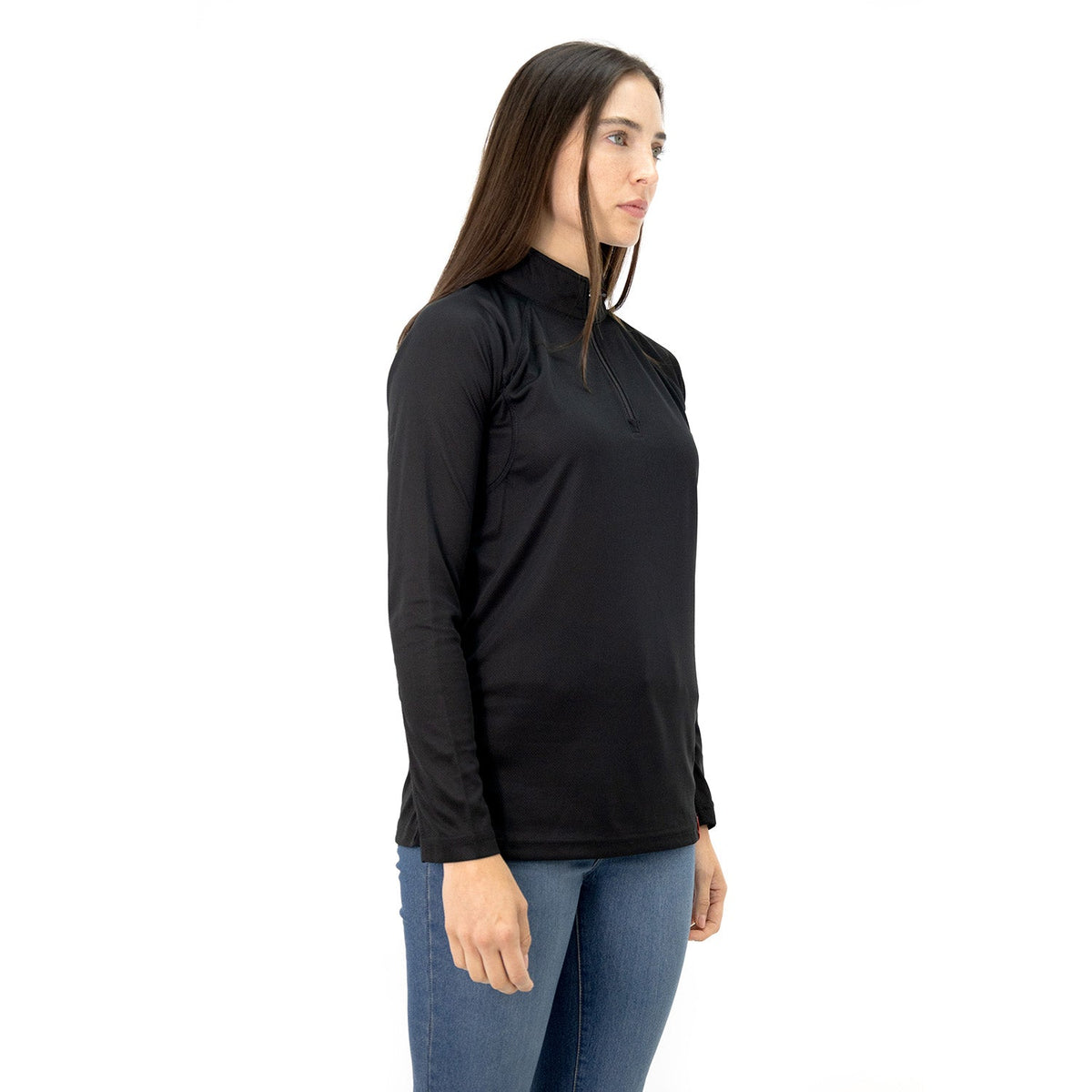Polera Quebec Half-Zip Negro Mujer